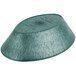 A green polyethylene oval basket with jalapenos in it.