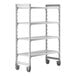 A white metal Cambro Camshelving® Premium shelving unit with four shelves.