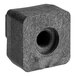 A black square Vollrath caster plug with a hole in it.