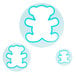 A blue plastic Ateco teddy bear cutter set.