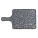 A grey and black marbled Thunder Group Onyx Faux Marble melamine serving board with a handle.