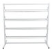 A white metal rack with four shelves.