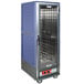A large blue Metro C5 heated holding cabinet with shelves.