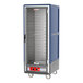 A blue Metro C5 heated holding cabinet with a clear door.