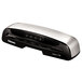 A black and silver Fellowes Saturn 3i laminator.
