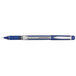 A blue Pilot Precise Grip pen with silver trim and a cap.