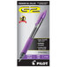 A package of 12 Pilot G2 purple gel pens with translucent barrels.