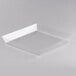 A clear square plastic container with a clear edge.