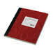 The brown cover of a National Casebound Quadrille Lab Notebook with a white label.
