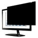 A Fellowes PrivaScreen on a monitor with a black screen showing a graph.