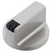 A silver Avantco electric convection oven thermostat knob with black accents.