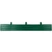 A green metal fence with three hooks on each side.