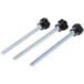 A group of black and white screws with nuts.