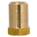 A gold metal cylinder with a brass threaded nut.