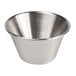 A stainless steel Clipper Mill condiment cup with a silver rim.