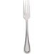 A silver fork with a white background.