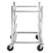 A stainless steel Channel 4 shelf glass rack cart with wheels.