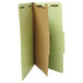 A green Universal legal size classification folder with brown tabs.