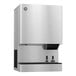 A silver stainless steel Hoshizaki countertop ice machine with a black cover and black handle.