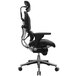 A Eurotech Seating Ergohuman black leather office chair with a head rest and black arm rests on a chrome base.