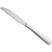 An Acopa Edgeworth stainless steel table knife with a silver handle on a white background.
