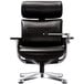 A black leather Eurotech office chair with an aluminum frame.