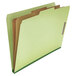 A green Universal legal size classification folder with brown tabs.