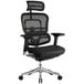 A black Eurotech Ergoelite office chair with mesh back and arms.