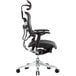 A black Eurotech Seating Ergoelite office chair with a metal frame.