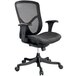 A Eurotech Fuzion black mesh office chair with wheels.