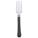 A WNA Comet Reflections Duet plastic fork with a black and silver handle.