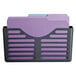 A purple file folder in a black Universal single file wall pocket.