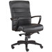 A Eurotech Manchester black leather office chair with arms and wheels.