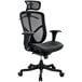 A black Eurotech office chair with mesh back and arms.