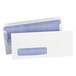 A white Universal business envelope with a blue diamond pattern.