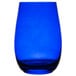A blue Stolzle stemless wine glass.