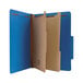 A blue Universal letter size classification folder.