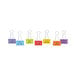 A row of Universal assorted emoji themed medium binder clips in different colors with emoji designs on the handles.