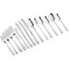 An Acopa Monaca stainless steel dinner fork on a white background.