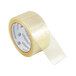 A close-up of a roll of Universal clear heavy-duty box sealing tape.