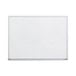 A white melamine dry-erase board with a satin-finished frame.