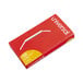 A red box with white text for Universal 2" Capacity Paper Fastener Prong Bases.