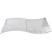 A Tablecraft aluminum table cover with a curved edge and a swirl pattern.