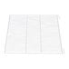 A white coated wire shelf with shelf supports and a white grid.