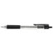 A Universal economy black and clear barrel ballpoint pen with a black cap.