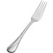 A close-up of a Bon Chef stainless steel dinner fork with a silver handle.