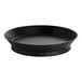 A black round plastic fast food basket with a woven pattern on the edge.