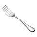 A close-up of a Bon Chef Como stainless steel salad/dessert fork with a silver handle.