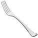 A close-up of a Bon Chef stainless steel dinner fork with a silver handle.