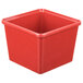 A red square GET Melamine crock with a lid.